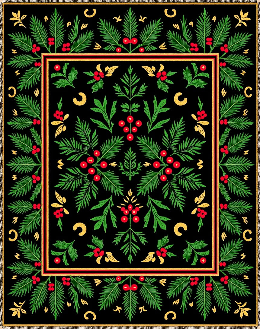 Black Emerald Hollyberry Floral Rug