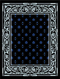 Art Nouveau Black Blue Floral Border Rug
