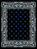 Art Nouveau Black Blue Floral Border Rug