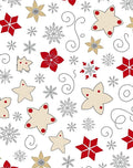 Red Gold Beige Star Snowflake Swirls Rug