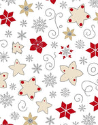 Red Gold Beige Star Snowflake Swirls Rug