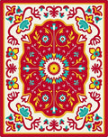 Vibrant Red Floral Medallion Rug