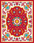 Vibrant Red Floral Medallion Rug