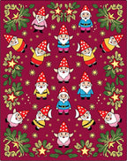 Whimsical Gnome Friends Crimson Swirls Rug