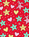 Playful Star Hearts Scatter Red Rug