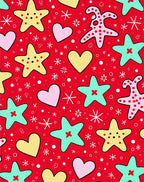 Playful Star Hearts Scatter Red Rug