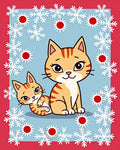 Orange Kittens With Snowflakes Border Rug