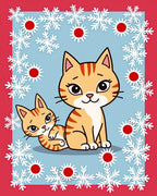 Orange Kittens With Snowflakes Border Rug