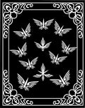 Black White Winged Bird Border Rug