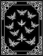 Black White Winged Bird Border Rug