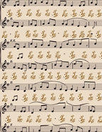 Golden Musical Notation Flourish Rug