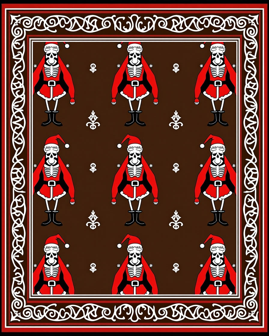 Spooky Santa Skeleton Christmas Repeat Rug