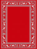 Festive Red White Reindeer Snowflake Border Rug
