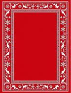 Festive Red White Reindeer Snowflake Border Rug