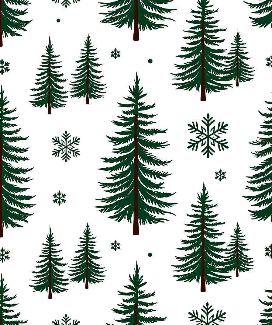 Dark Green Winter Forest Snowflakes Rug