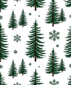Dark Green Winter Forest Snowflakes Rug