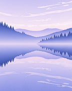 Lavender Mist Mountain Lake Reflection Rug