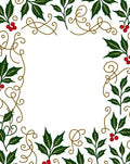 Elegant Holly Berry Scroll Border Rug