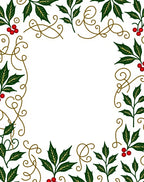 Elegant Holly Berry Scroll Border Rug