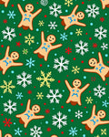 Festive Gingerbread Snowflakes Green Rug