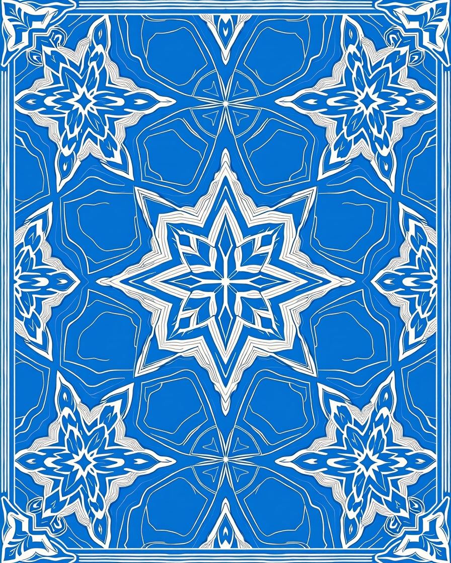 Vibrant Blue Starburst Geometric Rug