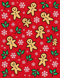 Red Gingerbread Man Snowflakes Holly Rug