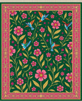 Emerald Green Hummingbird Floral Garden Rug