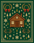 Cozy Cabin Winter Forest Scene Rug