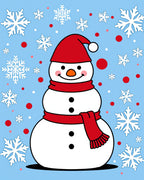 Joyful Snowman Red Snowflake Backdrop Rug