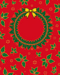 Festive Red Holly Wreath Bow Rug