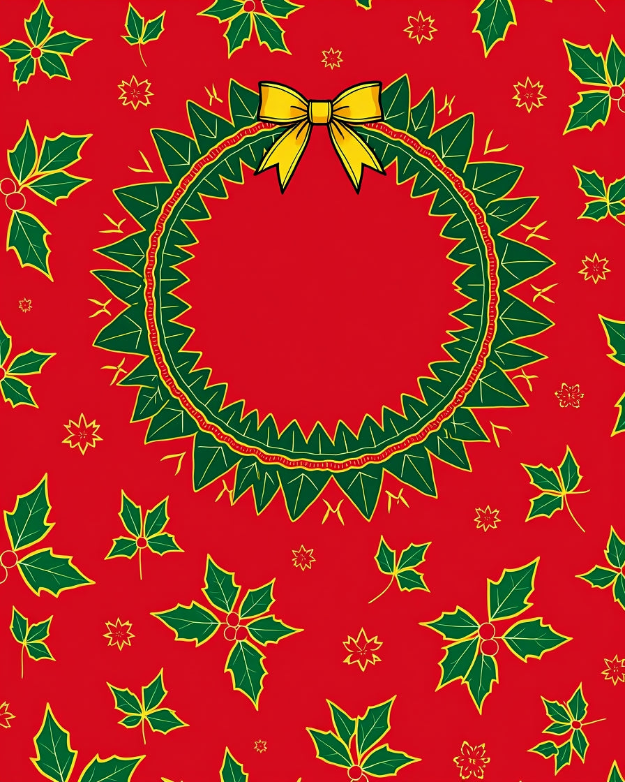 Festive Red Holly Wreath Bow Rug