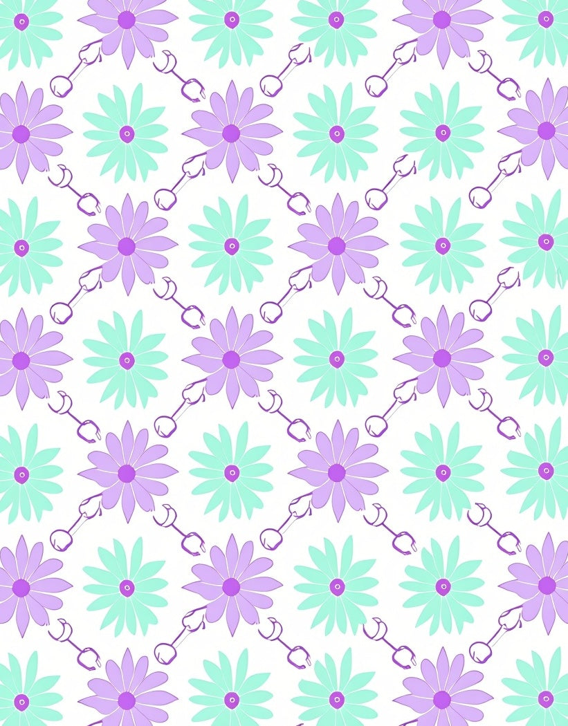 Purple and Teal Daisy Garland Rug