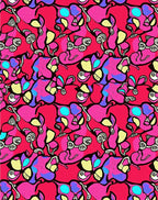 Vibrant Pink Abstract Floral Swirl Rug