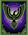Mystic Black Bird Purple Mandala Rug