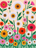 Vibrant Multicolor Daisy Garden Abloom Rug