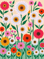 Vibrant Multicolor Daisy Garden Abloom Rug