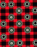 Red Black Buffalo Check Floral Medallions Rug