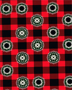 Red Black Buffalo Check Floral Medallions Rug
