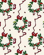 Festive Holly Berry Wreath Ribbon Rug