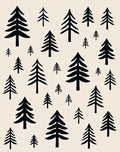 Black Pine Forest Scattered Scatter Rug