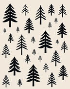 Black Pine Forest Scattered Scatter Rug