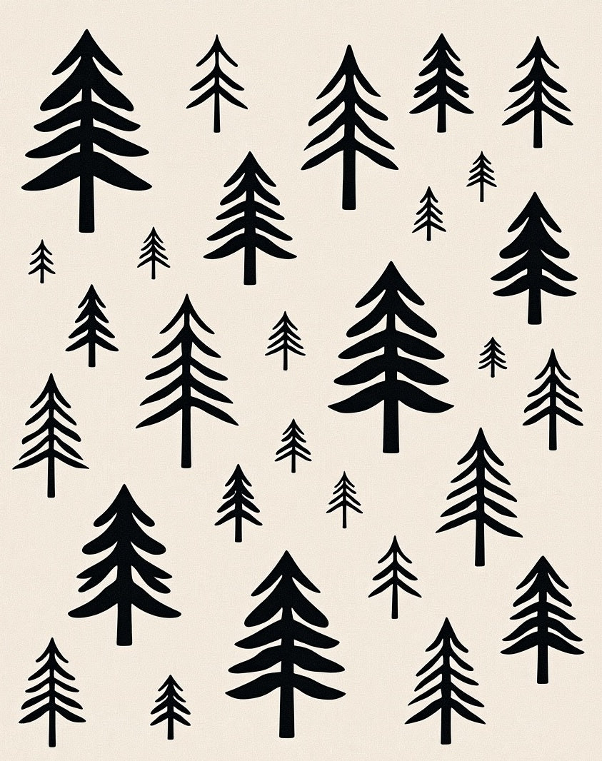Black Pine Forest Scattered Scatter Rug