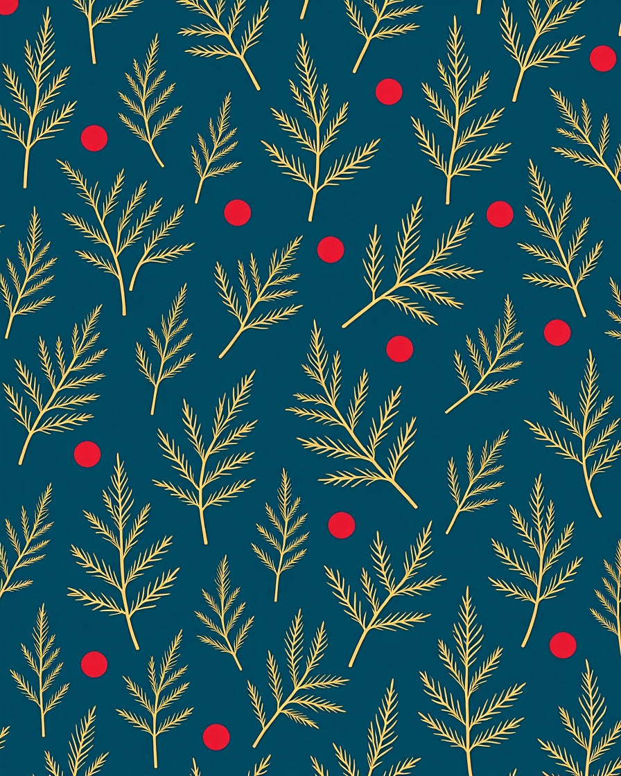 Teal Gold Leaf Red Berry Garden Rug