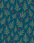 Teal Gold Leaf Red Berry Garden Rug