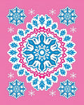 Pink Blue Snowflake Mandala Rug
