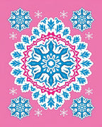 Pink Blue Snowflake Mandala Rug