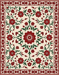 Crimson Floral Vine Garden Rug