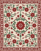 Crimson Floral Vine Garden Rug