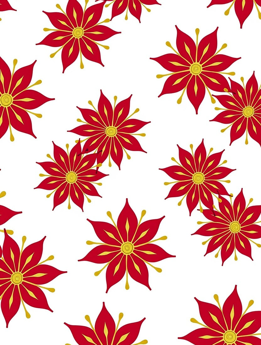 Vibrant Red Gold Floral Bloom Rug