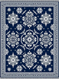 Deep Blue Floral Medallion Rug